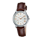 Casio, Women’s Watch Analog, Silver Dial Brown Leather Band, LTP-E116L-7AVDF